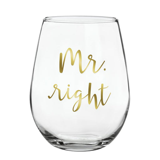 Mr. Right Stemless Wine Glass - 2 Pieces Per Package