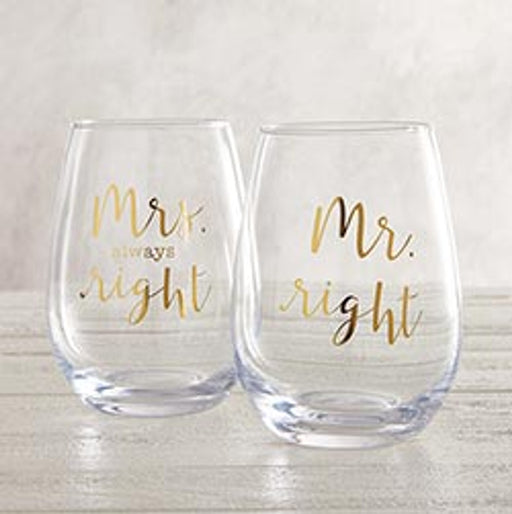 Mrs. Right Stemless Wine Glass - 2 Pieces Per Package