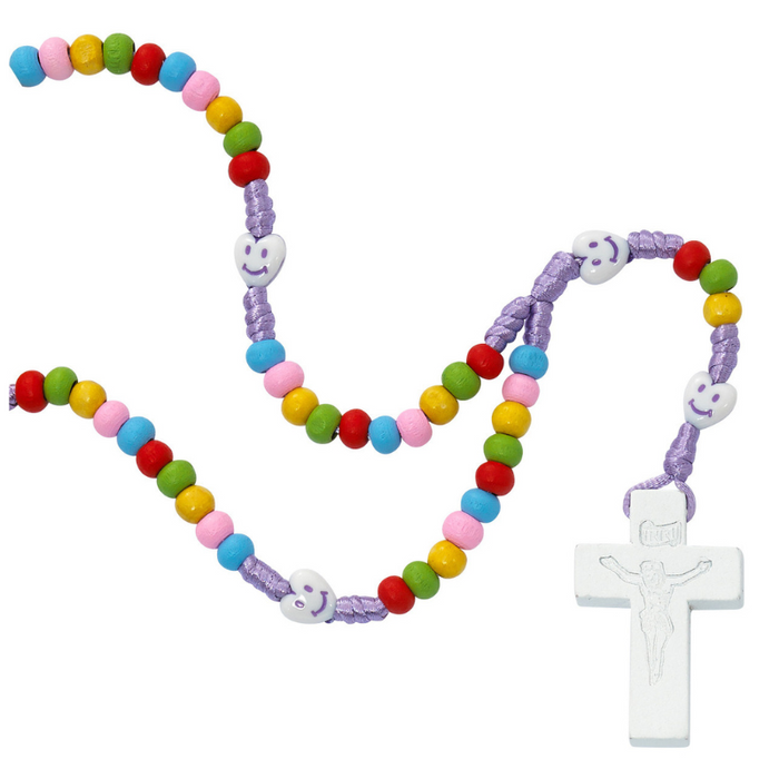 Multi-Color Beads Kiddie Rosary - Purple Corded - Boxed