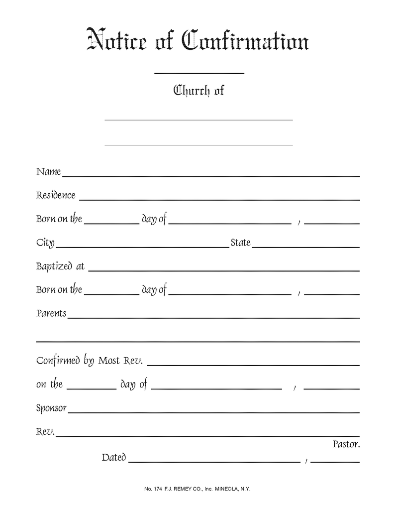 Notice of Confirmation - #174