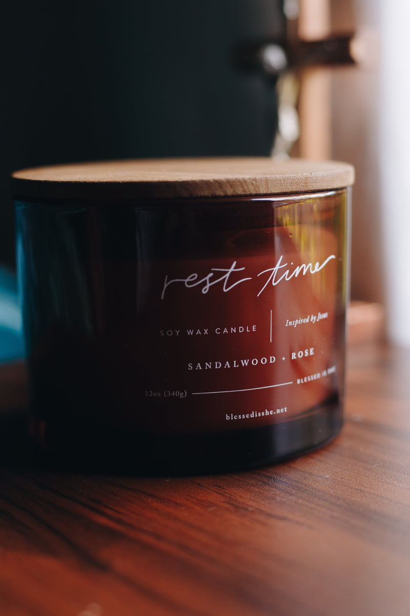 Rest Time Candle Inspired by Jesus 3 Wick Candle