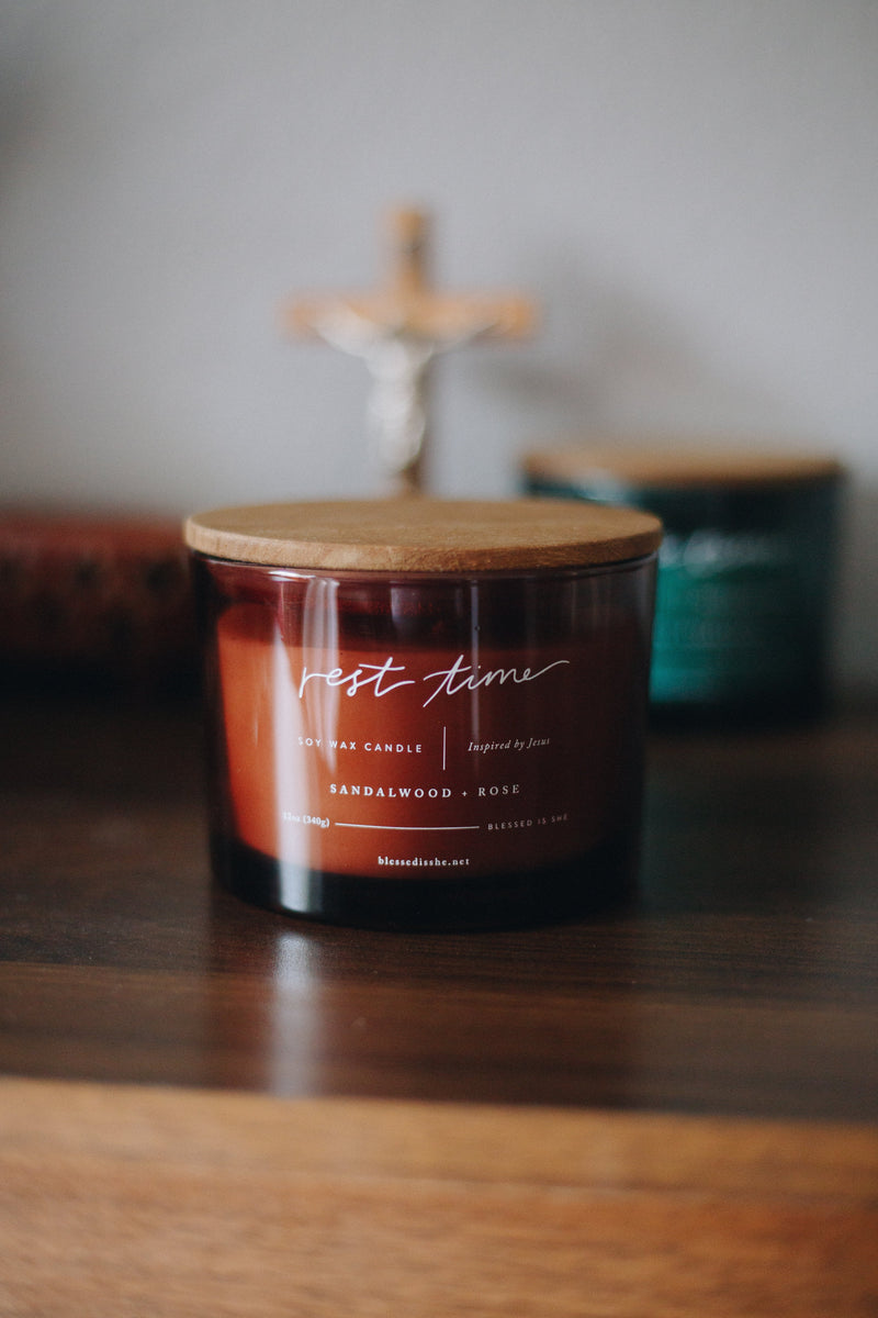 Rest Time Candle Inspired by Jesus 3 Wick Candle