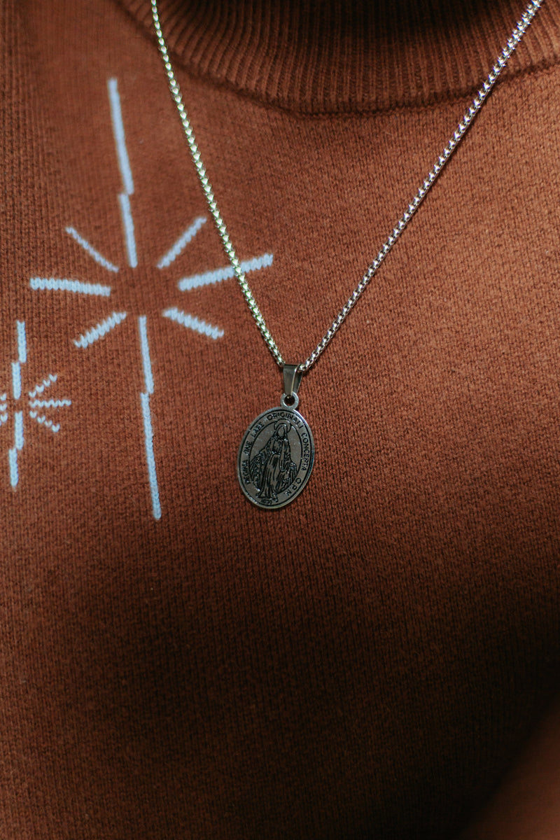 Silver Miraculous Medal for Men