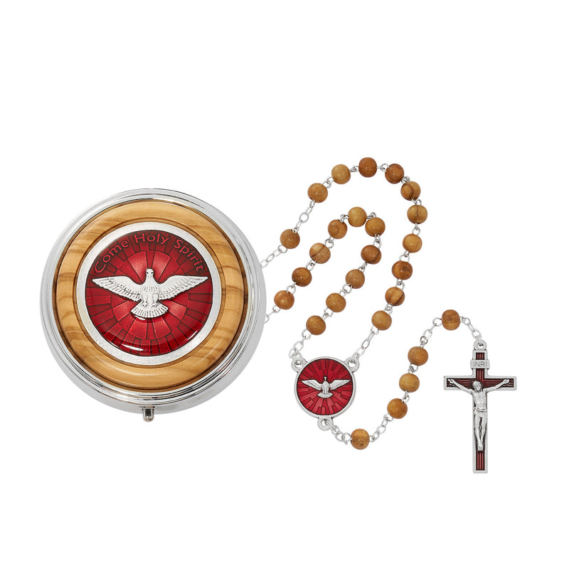 Olive Wood Confirmation Rosary - Comes in a Deluxe Olive Wood Box