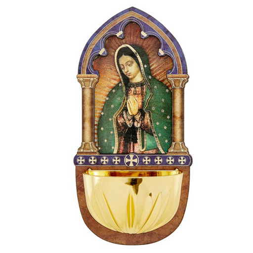 Our Lady Of Guadalupe Lasered Wood Holy Water Font - 4 Pieces Per Package Our Lady Of Guadalupe Lasered Wood Holy Water Font Lasered Wood Holy Water Font - Our Lady Of Guadalupe