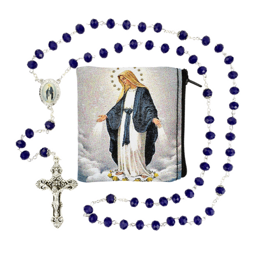 Our Lady of Grace Blue Rosary with PouchCatholic Gifts Catholic Presents Gifts for all occasion Marian Devotion Mary Collection
