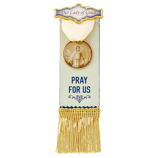 Our Lady of Grace Vintage Ribbon Pin With Tassels