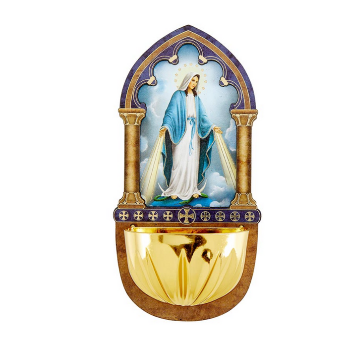 Our Lady of Grace Lasered Wood Holy Water Font Our Lady of Grace Lasered Wood Holy Water Font - 4 Pieces Per Package Lasered Wood Holy Water Font - Lady Of Grace