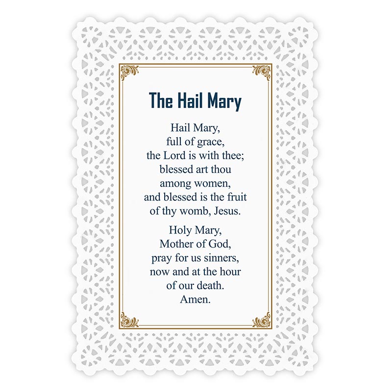 Our Lady of Grace/Hail Mary Lace Holy Card