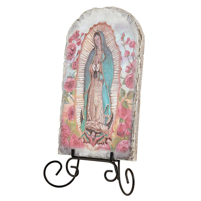Our Lady of Guadalupe Arched Tile Plaque with Stand