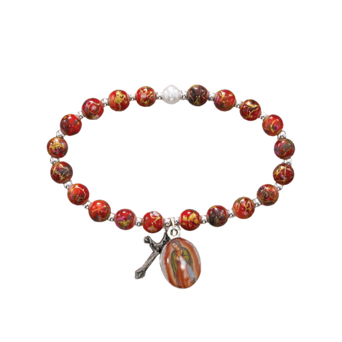 Our Lady of Guadalupe Faux Venetian Beads Bracelet