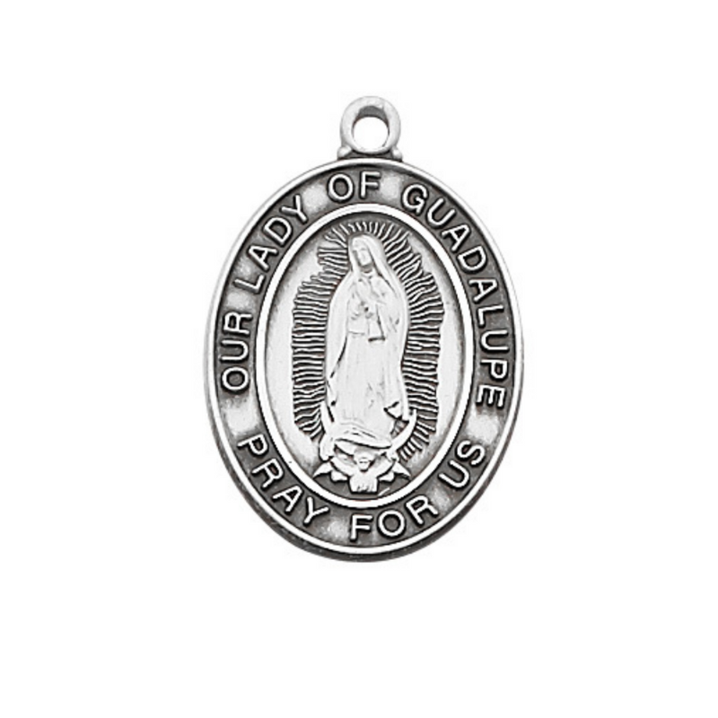 Our Lady of Guadalupe Necklace with an 18" Rhodium Chain a perfect girt to your sister brother mother father family and friends on any occasion or celebration