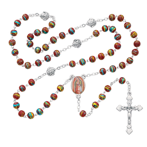Our Lady of Guadalupe Red Venetian Glass Rosary
