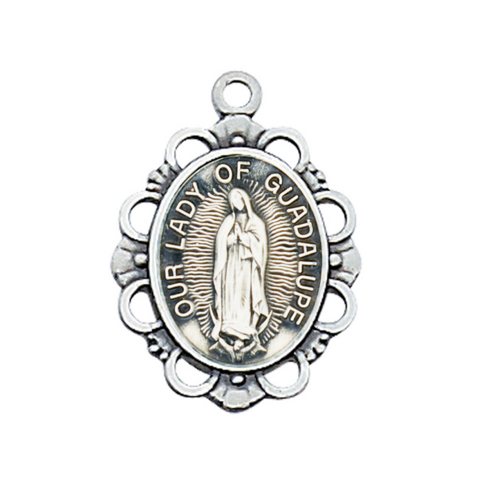 Our Lady of Guadalupe Necklace with an 18" Rhodium Chain a perfect girt to your sister brother mother father family and friends on any occasion or celebration