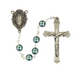 Our Lady of Guadalupe Rosary made from Rhodium Plated Pewter with Teal Pearl Beadsfinished with an accented crucifix and Our Lady of Guadalupe Center perfect of gifting on any occasion for your parents family and friends.