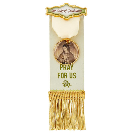 Our Lady of Guadalupe Vintage Ribbon Pin With Tassels