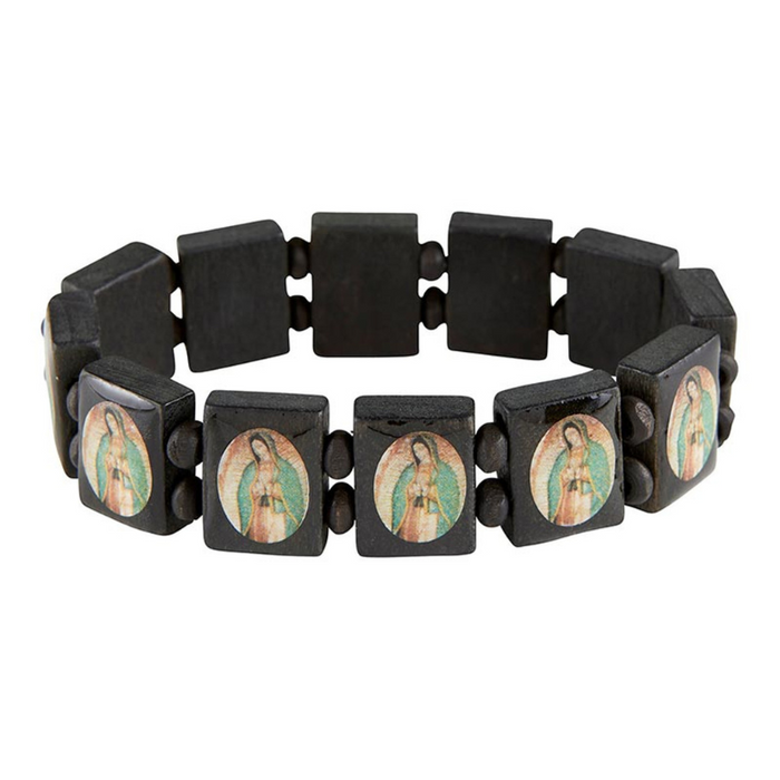 Our Lady of Guadalupe Wood Bracelet - 12 Pieces Per Package
