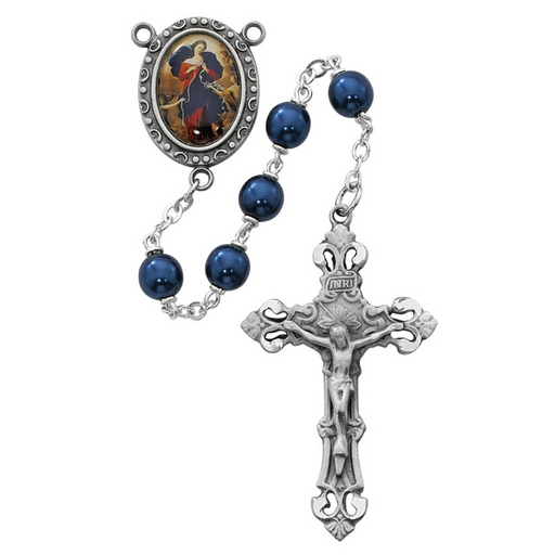 Our Lady of Undoer of Knots Rosary is made with Blue Glass pearl beads and features a Lady of Undoer of Knots Medal and an accented crucifix made from pewter perfect collection or a gift to your parents family and friends on any occasion