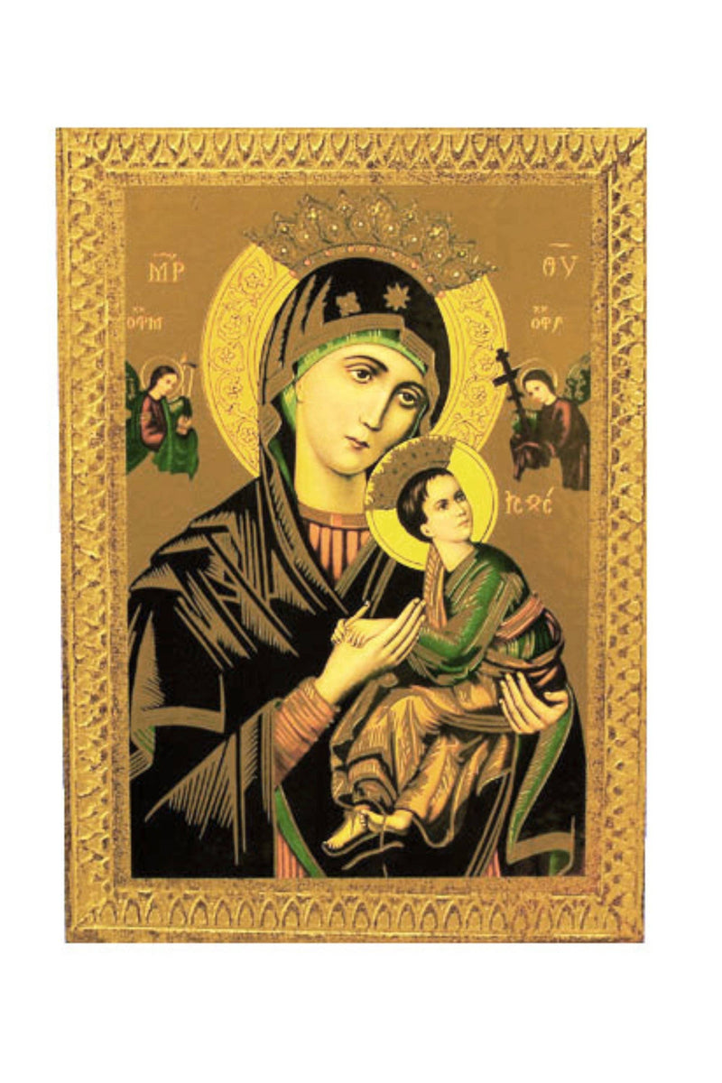 Our Lady of Perpetual Help Florentine Plaque – 5x7" Religious Wall Art, Made in Italy