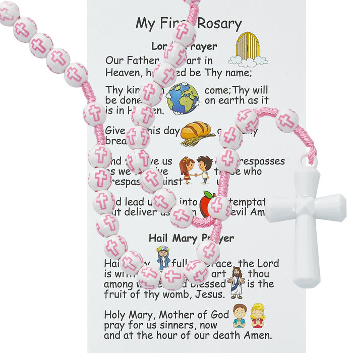 Kid's Pink Cross Rosary 
