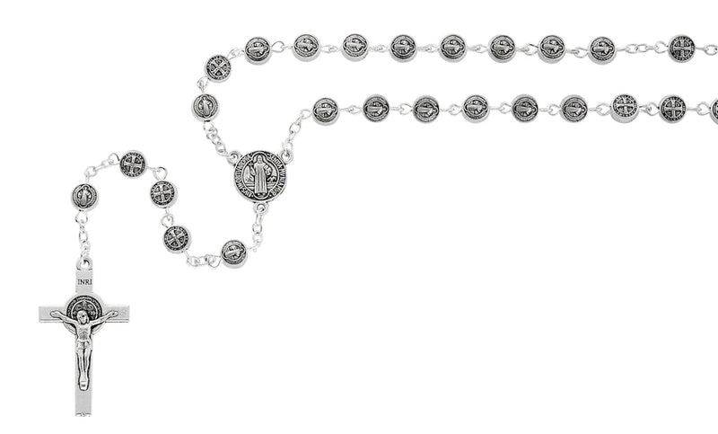All Metal St. Benedict Rosary in Zinc