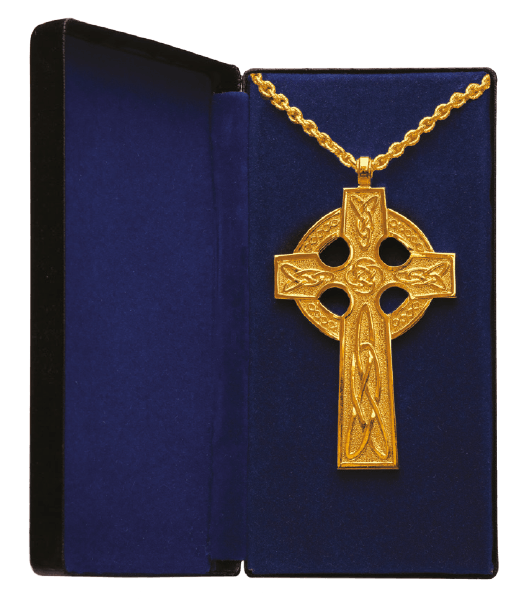 24K Gold-Plated Pectoral Cross with 32-Inch Chain