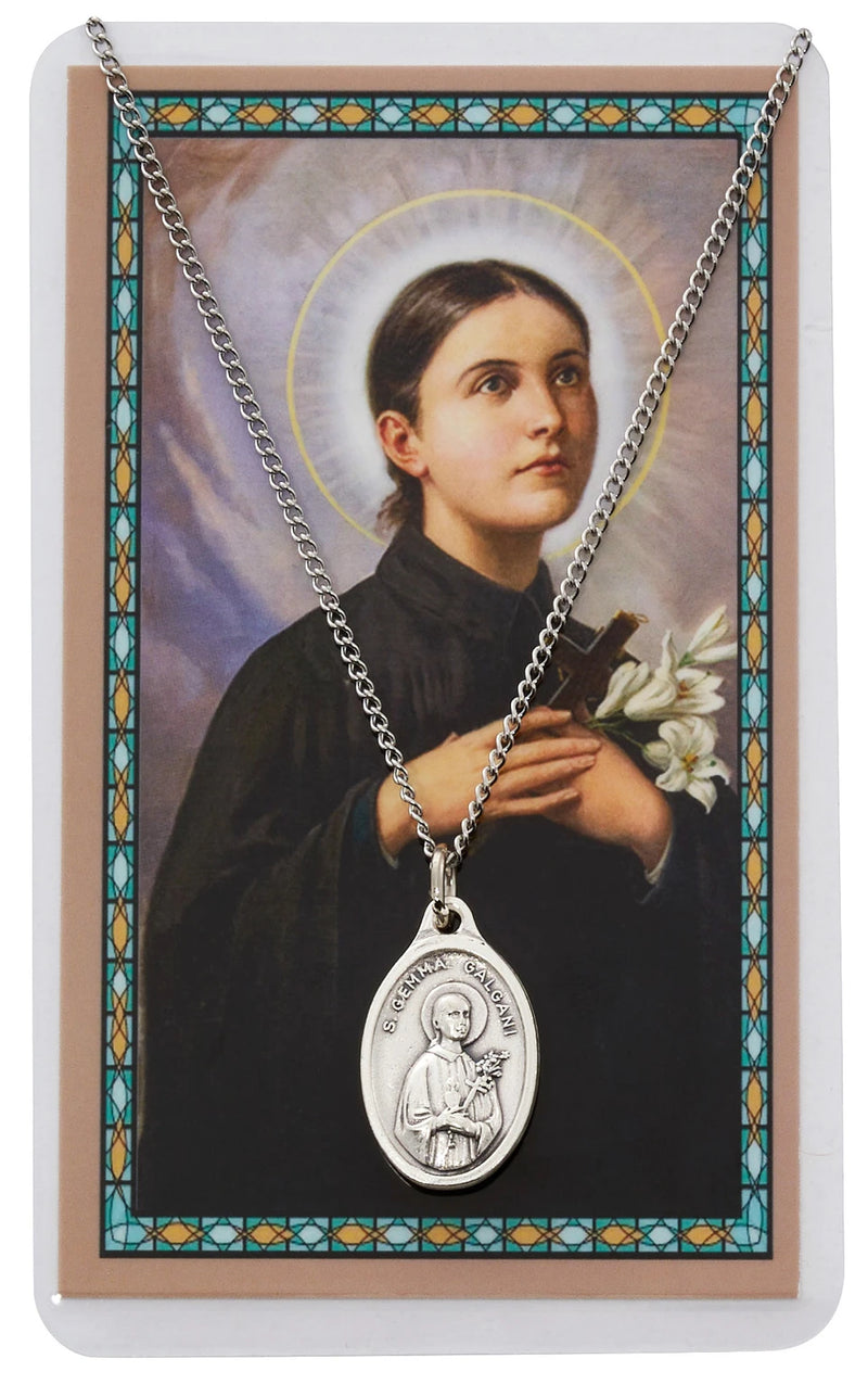 St. Gemma Galgani Pendant with 18" Chain & Holy Card – Hang Bag