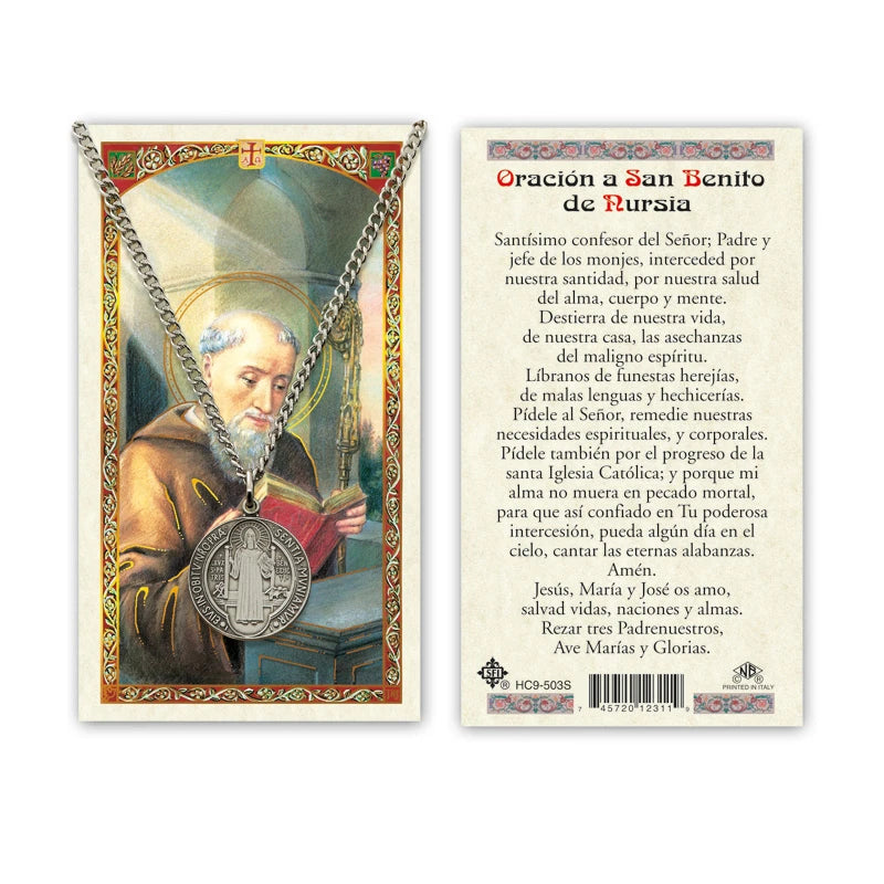Crucifijo de madera de olivo con medalla de San Benito
