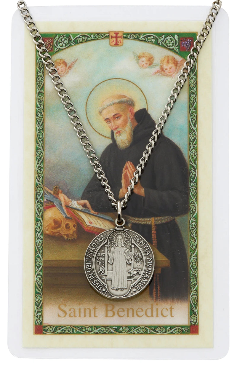 Crucifijo de madera de olivo con medalla de San Benito