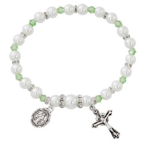 Pearl Rosary Bracelet - August Birthstone Peridot Rosary Bracelet