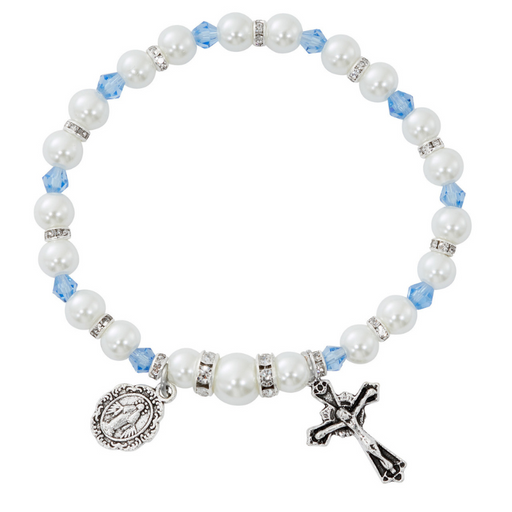 Pearl Rosary Bracelet - December Birthstone Zircon Rosary Bracelet