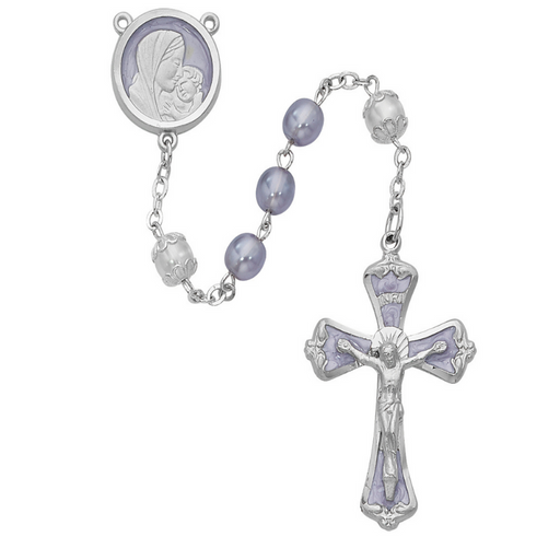 Pearl Rosary with 7mm Lavender Beads
