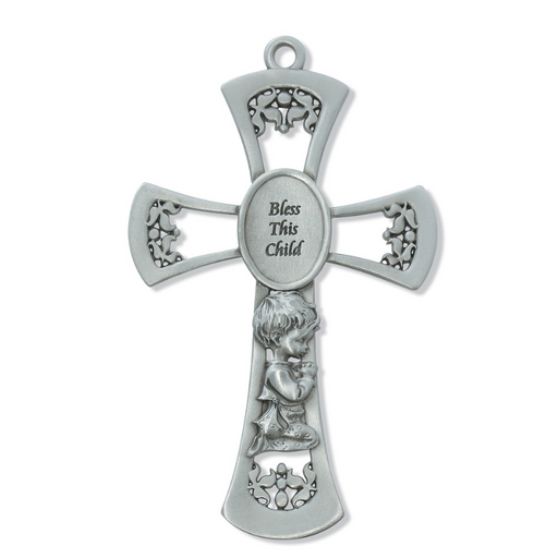 Pewter Bless This Child Boy Cross Baptism Gift Ideas Gifts for Baby Baby Shower gifts
