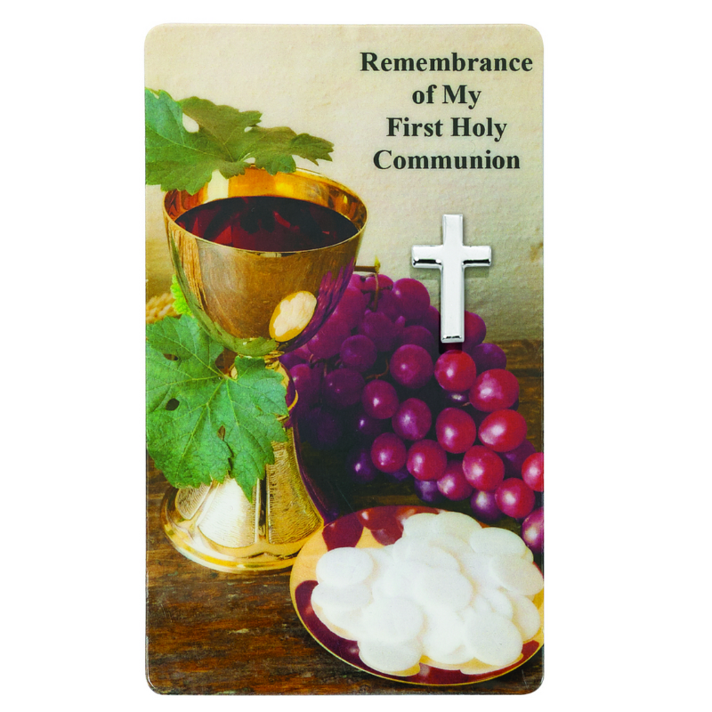 Pewter Communion Pin with Prayer Card Pewter Communion Pin Communion Pin with card Communion Gift Communion Keepsake Communion Souvenir