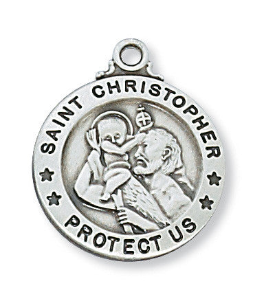 Pewter Saint Christopher Medal With 24 Inches Chain