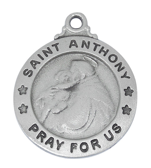 Pewter St. Anthony Medal With 24” Silver Tone Chain
