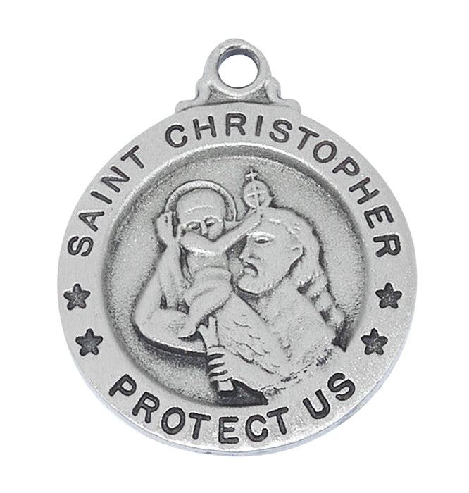 Pewter St. Christopher Holy Medal with 18" Chain