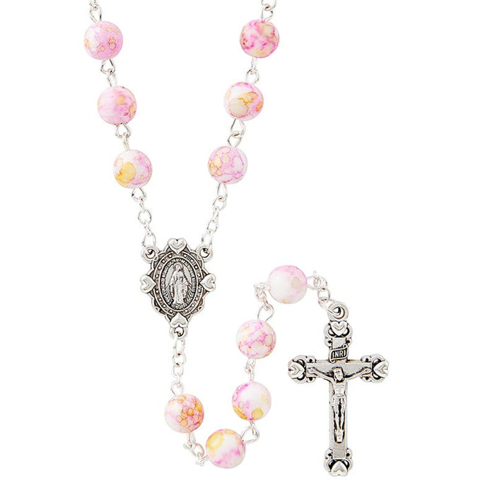 Pink Campania Collection Rosary With Miraculous Center