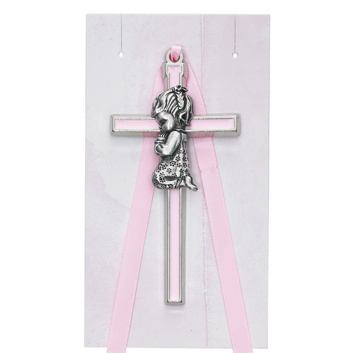 Pink Girl Crib Cross with Card