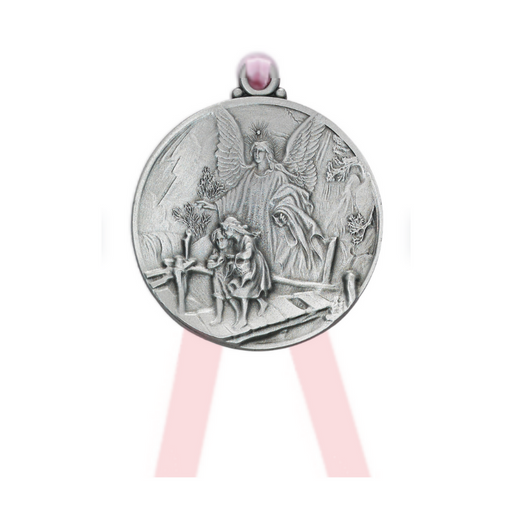 Pink Guardian Angel Crib Medal