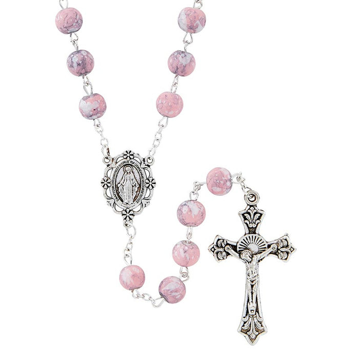 Pink Massa Collection Rosary With Miraculous Center