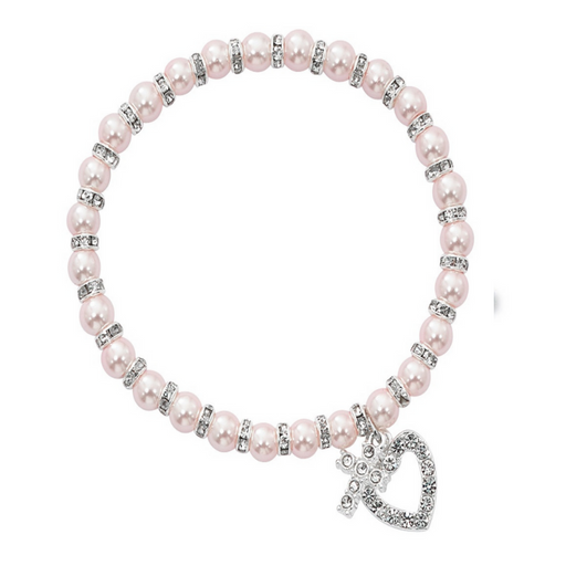 Pink Pearl Crystal Communion Stretch Bracelet