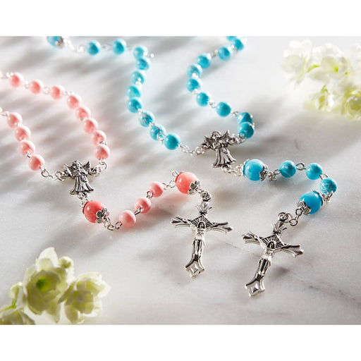 Pink Pearl Guardian Angel Rosary - Cherish Collection