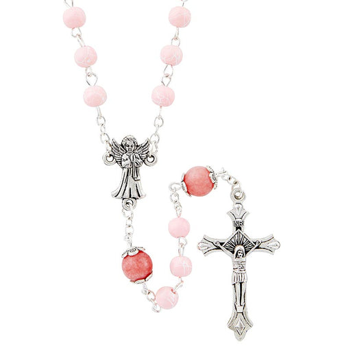 Pink Pearl Guardian Angel Rosary - Cherish Collection