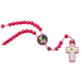 Pink Wood Guardian Angel Rosary - Carded