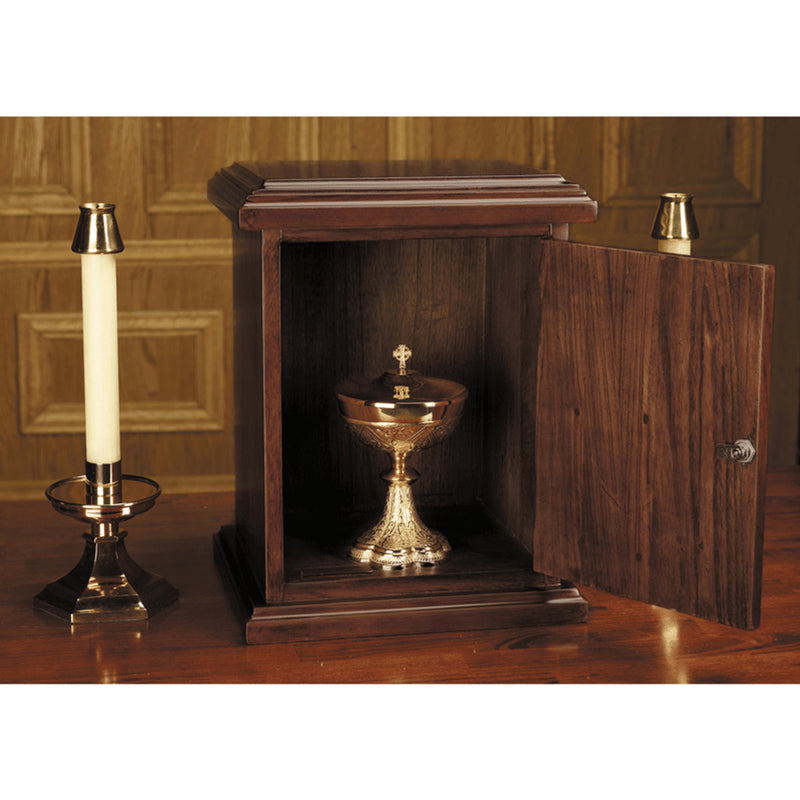 20" H Plain Cross Wood Tabernacle (Walnut)