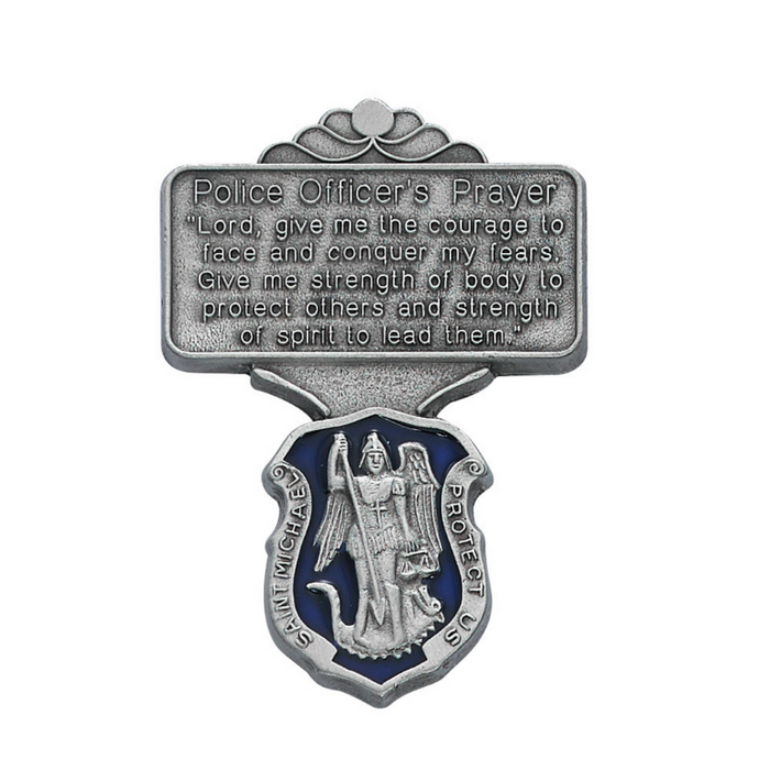 Police Officer St. Michael Blue Visor Clip St. Michael Blue Visor Clip Military Protection St. Michael Armed Forces Protection Armed Forces Guidance