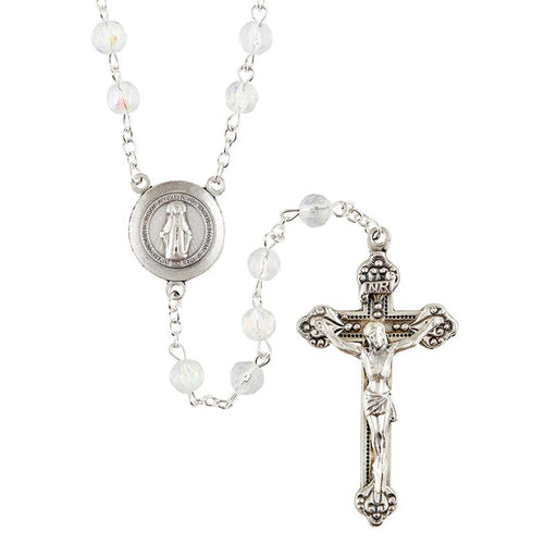 Prague Crystal Rosary With Miraculous Medal Center