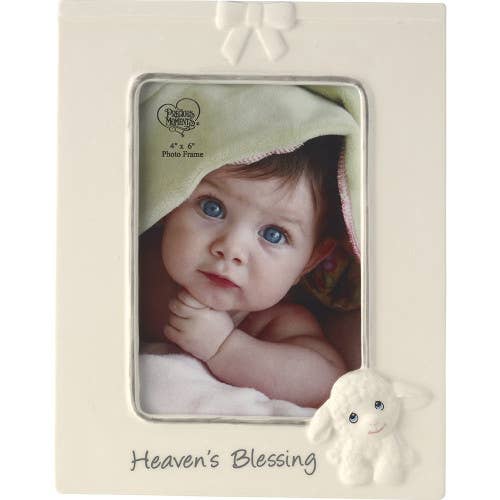 Precious Moments Luffie Lamb Ceramic Photo Frame – 4x6 Nursery Baby Keepsake Gift