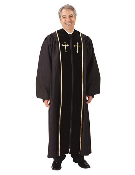 Pulpit Robe with Embroidered Gold Cross